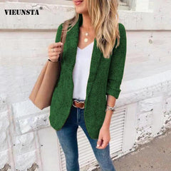 2022 Spring Elegant Turn-down Collar Jacket Women Fashion Solid Slim Office Women Tops Autumn Long Sleeve Outwear Cardigan Mujer