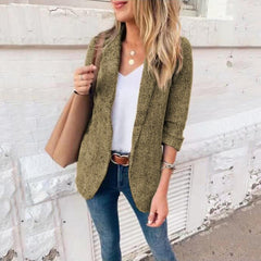 2022 Spring Elegant Turn-down Collar Jacket Women Fashion Solid Slim Office Women Tops Autumn Long Sleeve Outwear Cardigan Mujer