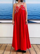 Red Fish Print Maxi Dress