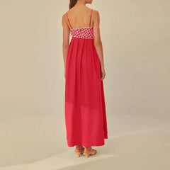 Red Fish Print Maxi Dress