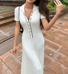 Ribbed Knit Short Sleeve Bodycon Dress