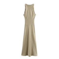 Ruched Satin Sleeveless Dress