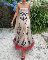 Ruffles Spliced Vacation Robes Dress