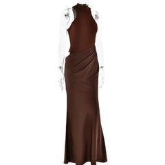 Satin Sexy Hollow Out Maxi Dress