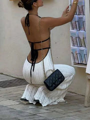 Sexy Elegant Halter Backless Lace-Up Dress