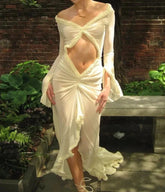 Sexy Ruffle Slit Beach Dress