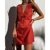 Sexy V-Neck Sleeveless Mini Dress