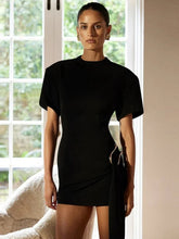 Short Sleeve Draped Mini Dress