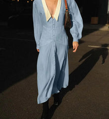 Single Breasted Mid-Calf Dress