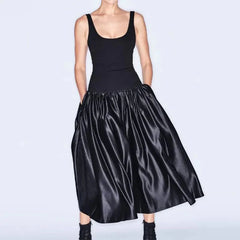 Sleeveless Deep U neck A-line Dresses