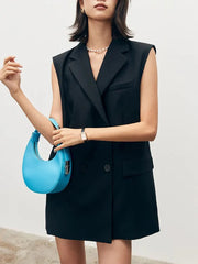 Sleeveless Double Button Bow Dress