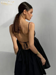 Sleeveless Loose Black Cotton Dress