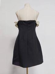 Sleeveless Square Collar Appliqué Mini Dress