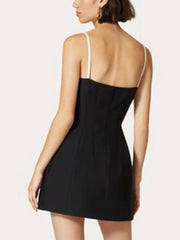 Sleeveless Square Collar Appliqué Mini Dress