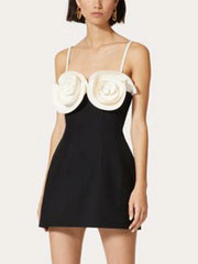 Sleeveless Square Collar Appliqué Mini Dress