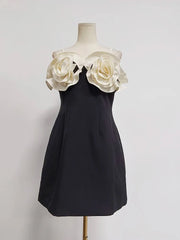 Sleeveless Square Collar Appliqué Mini Dress