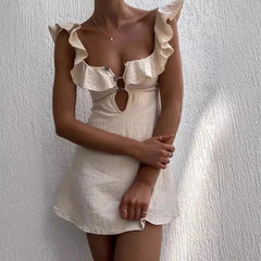 Sleeveless Summer Ruffle Mini Dress