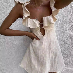 Sleeveless Summer Ruffle Mini Dress