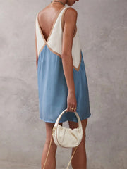 Sleeveless V-Neck Patchwork Mini Dress