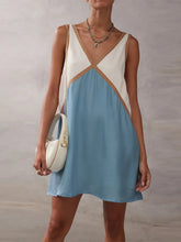 Sleeveless V-Neck Patchwork Mini Dress