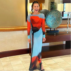 Slim Fit See-through Long Dress Cover-Up