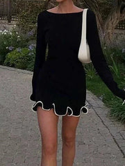 Slim Knitted Long Sleeves Mini Dress