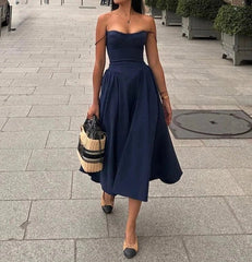 Spaghetti Strap Midi Slim A Line Party Dresses