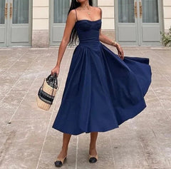 Spaghetti Strap Midi Slim A Line Party Dresses