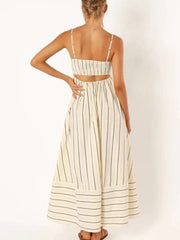 Spaghetti Strap Style Striped Maxi Dress