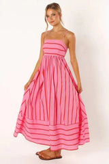 Spaghetti Strap Style Striped Maxi Dress