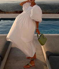 Square Collar Puff Sleeve Elegant Dresses