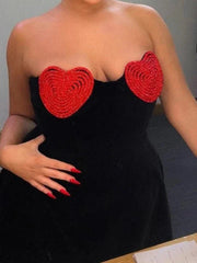 Strapless Crystal Heart Mini Dress