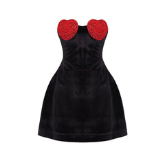 Strapless Crystal Heart Mini Dress
