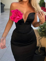 Strapless Flower Patchwork Maxi Dress