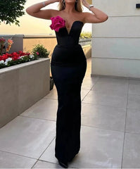 Strapless Flower Patchwork Maxi Dress