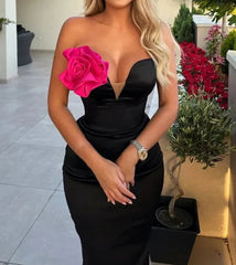 Strapless Flower Patchwork Maxi Dress