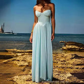 Strapless Pleated Maxi Dress