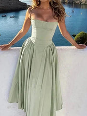 Strapless Ruffle Maxi Dress