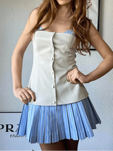 Stripe Splicing Sleeveless Mini Dress