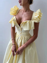 Striped A-Line Chic Fashion Dress