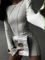 Striped Knitted Mini Bodycon Dress