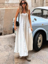 Striped U-Neck Long Dress