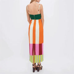 Summer Striped Slit Dress