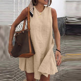 Vintage Linen Sundress Sleeveless A-line Dress