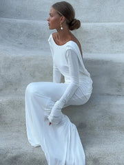 White Backless Sheath Dress