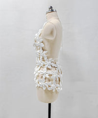 White Halter See-through Mini Dress