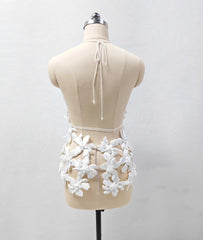 White Halter See-through Mini Dress