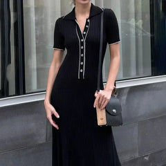 White Knitted Short Elegant Knitwear Dress