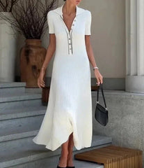White Knitted Short Elegant Knitwear Dress