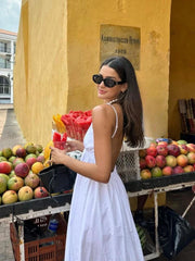 White Long Open Back Dress
